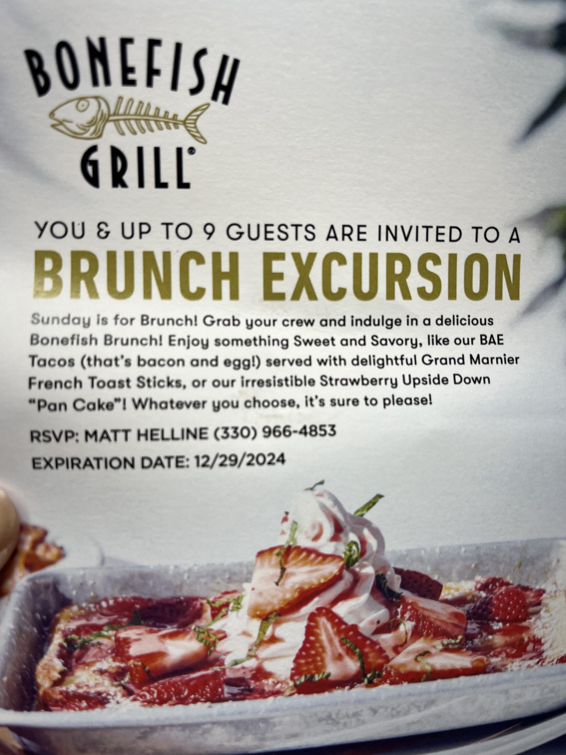 Bonefish Grill Brunch Excursion NYE4ACH